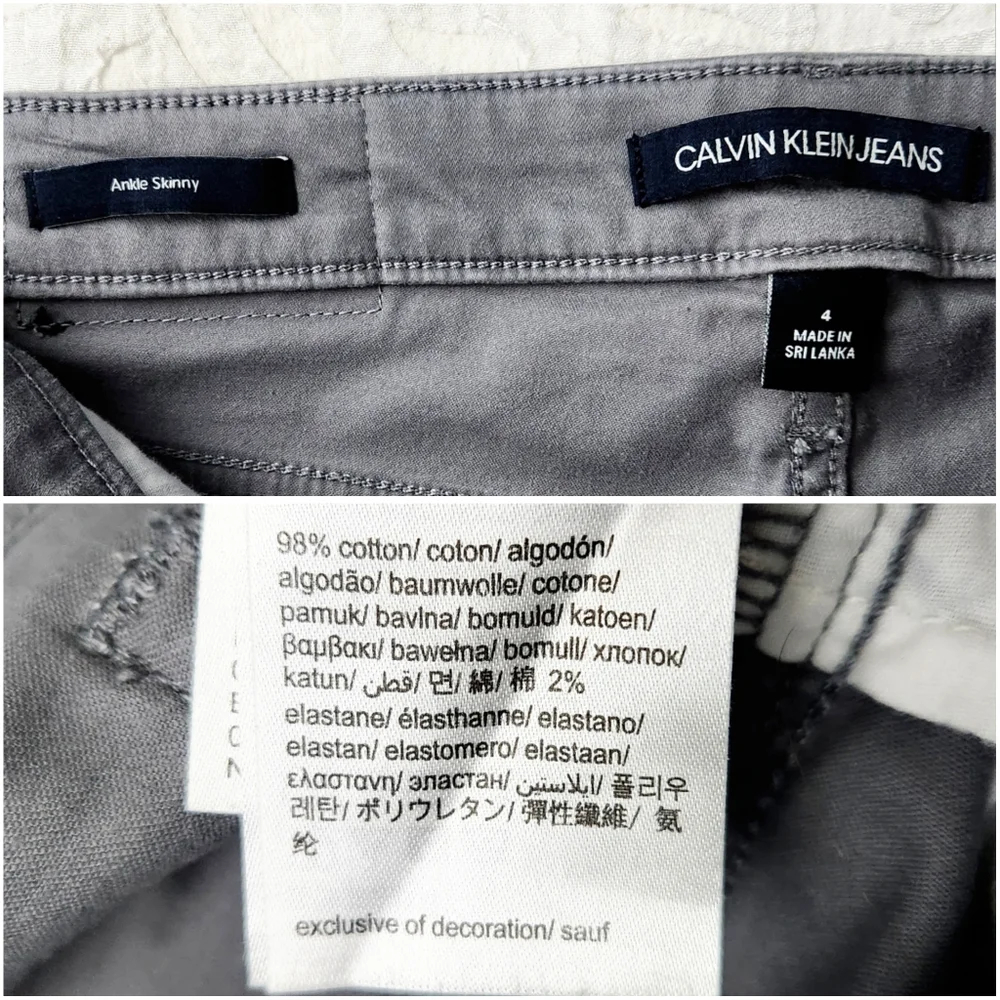 Calvin Klein Jeans Gray Ankle Skinny Lightweight Pants With Stretch, Size 4